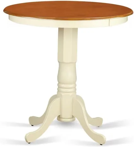 Miniatura 5 de East West Furniture EDT-BLK-TP Eden - Mesa de comedor redonda con base de pedestal, 30 x 30 pulgadas, color negro y cereza