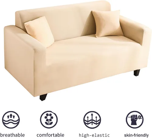 Miniatura 6 de Fundas de sofá de color liso, funda elástica para sofá, protector universal de muebles, suave, lavable, con parte inferior elástica, fundas de sofá