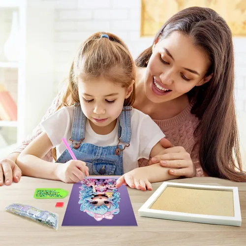 Miniatura 2 de PracticeJQDEN Kits de pintura de diamantes para niños, kits de pintura de gemas con marco, kits de artes y manualidades para niñas, regalos