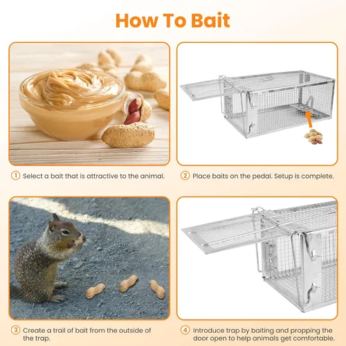 Miniatura 6 de Trampas humanas para ratas, captura y liberación en vivo para interiores y exteriores, jaula de roedores para ardillas, ratones, ratas pequeñas
