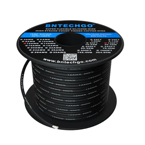 Miniatura 16 de BNTECHGO Carrete de alambre de silicona calibre 12, 50 pies, color marrón, flexible, 12 AWG, alambre de cobre estañado trenzado