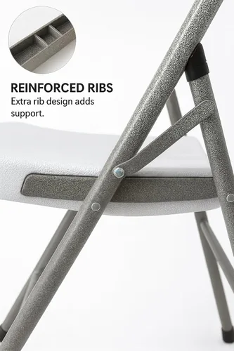 Miniatura 6 de BTEXPERT Silla plegable blanca con marco de acero, silla plegable comercial resistente, asiento de plástico HDPE, silla de eventos para interiores