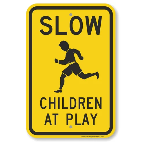 SmartSign Letrero de metal con texto en inglés "Slow - Children At Play" de 18 x 12 pulgadas, serigrafiado, aluminio laminado a prueba de óxido de