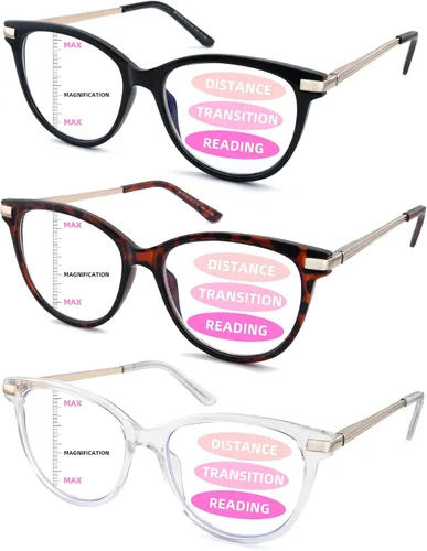 Miniatura 2 de Paquete de 3 lentes de lectura progresivos multienfoque para mujer, luz azul, multifocal, transición, con bisagra de resorte