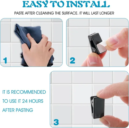 Miniatura 7 de Grevosea 15 clips de pared autoadhesivos para colgar rectangulares, clips de resorte para fotos en casa, oficina, póster, fotos, papel, bandera