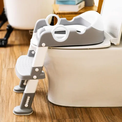 Miniatura 6 de Wiifo - Asiento de entrenamiento para ir al baño con escalera para niños y niños pequeños, escalera resistente para orinal con cojín acolchado suave