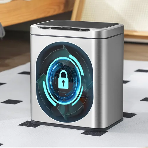 Miniatura 8 de ELPHECO Basurero de acero inoxidable para oficina, con sensor de movimiento, sin contacto, cubo de basura inteligente automático para cocina, Crema