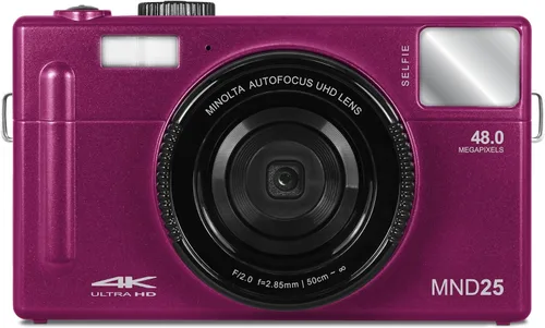 Miniatura 7 de Minolta Cámara digital de enfoque automático de 48 MP con espejo selfie, video 4K Ultra HD, zoom digital de 16x, LCD de 3.0 pulgadas, detección