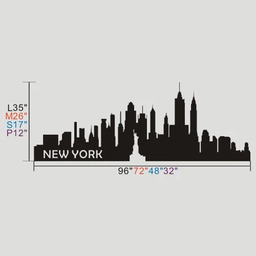 Miniatura 3 de Vinilo adhesivo de pared de Nueva York, calcomanía de Nueva York, horizonte de Nueva York, decoración de pared, mural de pared gráfico para Negro