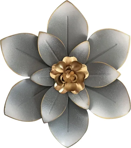 Miniatura 11 de Decoración de pared de flores de metal, escultura floral rústica moderna de 10 pulgadas, colgante de pared de hierro envejecido, decoración