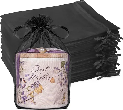 Miniatura 11 de Crweety 50 bolsas de organza blanca de 6 x 9 pulgadas, bolsas de regalo de malla grandes con cordón, bolsas de joyería, bolsa de malla con cordón
