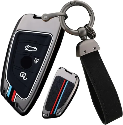 ontto Funda para llave BMW con llavero para accesorios de la serie 1, 2, 5, 7, M, X1, X4, X5, X6, F15, F16, F48