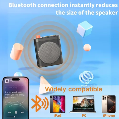 Miniatura 5 de Amplificador de voz inalámbrico para profesores con micrófono de solapa magnético, altavoz recargable portátil, Bluetooth 5.3, cancelación de ruido