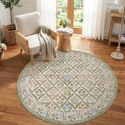 Miniatura 10 de jinchan Haden - Alfombra de entrada de 2 x 3 pulgadas, diseño floral vintage, lavable, suave, antideslizante, de pelo bajo, para puerta, cocina
