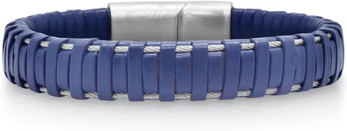 Alor Pulsera de Cuero Envuelto - Pulsera de Cuero y Acero Inoxidable para Hombre - Brazaletes para Hombre - Joyería para Hombre