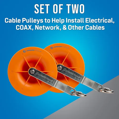 Miniatura 2 de Jonard Tools CP-475 Juego de poleas de cable (paquete de 2) para cables eléctricos, de red y coaxiales de bajo voltaje, instalación de cables
