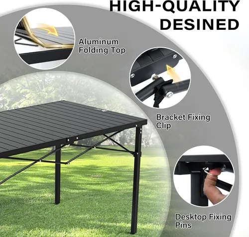 Miniatura 5 de OUTSIDER Mesa de camping plegable con mesa enrollable de aluminio, mesa de playa portátil ligera con bolsa de transporte para cocinar al aire libre