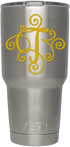 Miniatura 40 de Monogram - Calcomanía troquelada/vinilo adhesivo. Haga clic para opciones de color/letra. Disponible en cuatro colores y todas las letras de la A