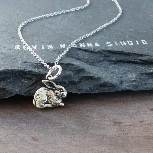 Miniatura 3 de KEVIN N ANNA Sterling Silver Small Rabbit Charm Necklace, 18