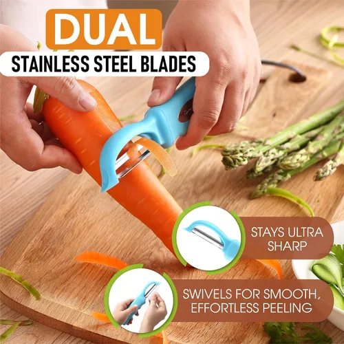 Miniatura 2 de Spring Chef Pelador de Verduras Giratorio Premium, Mango de Agarre Suave y Cuchillas de Acero Inoxidable Ultra Afiladas - Pelador de Cocina Perfecto