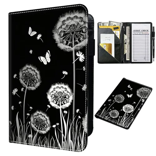 Miniatura 18 de Libro para camarera con bolsillo con cremallera, de piel sintética, lindo libro para camarera, libros de servidor, restaurante, soporte para cheques