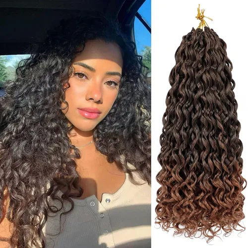Miniatura 24 de 7 paquetes de cabello rizado de ganchillo GoGo de 6 pulgadas, pelo corto, para mujeres, rizos de playa, trenzas de ganchillo de torsión profunda
