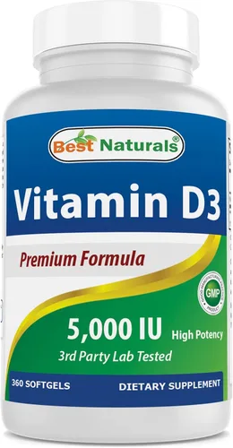 Best Naturals Vitamina D3 5000 UI 360 cápsulas blandas
