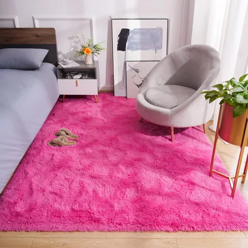 Miniatura 2 de Amearea Alfombra de Área Peluda Esponjosa para Dormitorio de Niñas Sala de Estar, Extra Suave y Difusa Alfombras Peludas, Antideslizante, Alfombra