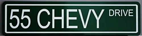 1955 55 Chevy Drive Metal Street Sign 6x24 Compatible con 1955 NOMAD Car Wagon American Graffiti Gas Hot Rod Flames Bel Air Bar Garaje Man Cueva
