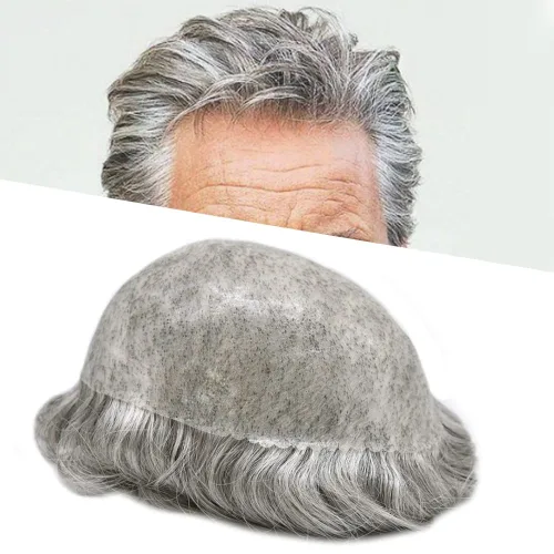 Miniatura 11 de PRETTY HAIR - Peluca de cabello humano, tupé para hombre, 8 x 10 pulgadas, negro azabache 1, corto de 6 pulgadas, densidad media ligera del 120%