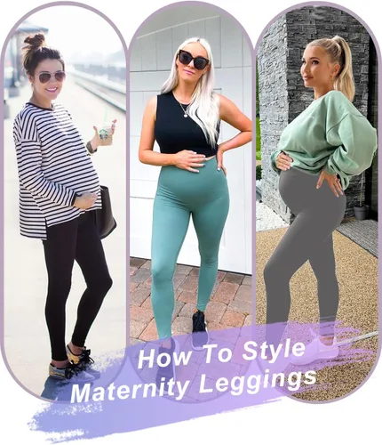 Miniatura 2 de yeuG Paquete de 3 leggings de maternidad para mujer, sobre el vientre, pantalones de yoga para embarazo, ropa deportiva, leggings de entrenamiento
