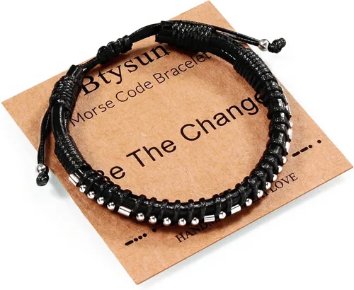 Miniatura 78 de Regalos inspiradores para hombres, pulseras con código morse, pulseras para hombre, regalos de graduación para él, Día del Padre, pulsera de cuero