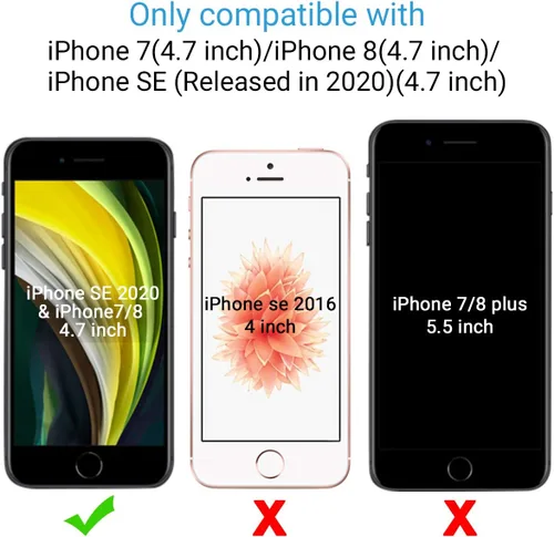 Miniatura 8 de ULAK - Funda tipo cartera para iPhone SE 3 (2022)/SE (2020)/8/7, con tarjetero, funda tipo cartera de piel sintética floral premium con soporte