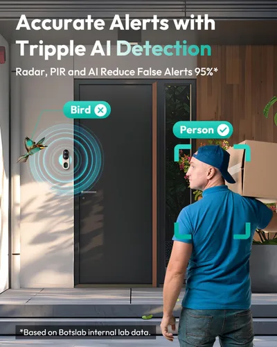 Miniatura 5 de BOTSLAB Timbre de puerta inalámbrico, timbre de video de 5 MP con vista panorámica de 180°, campana de puerta alimentada por batería o con cable
