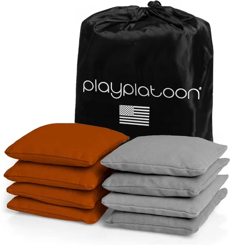 Bolsas de cornhole de tela de pato resistentes a la intemperie premium de Play Platoon - Juego de 8 bolsas de frijoles para juego de Corn Hole -