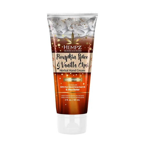 Hempz Pumpkin Spice & Vanilla Chai Loción hidratante para manos (3 onzas) - Mini crema de viaje perfumada para otoño para mujeres y hombres,