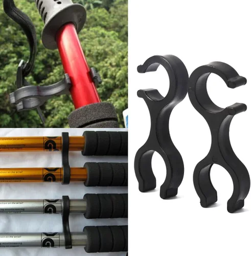 Miniatura 3 de Clips de senderismo, 2 piezas de abrazaderas de trekking de goma en forma de 8 varillas dobles conector de hebilla para senderismo al aire libre