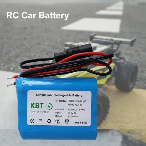 Miniatura 6 de KBT 12V 1200mAh Batería recargable de iones de litio, paquete de batería de repuesto con cables desnudos y cargador compatible para dispositivos