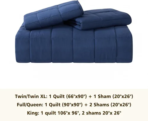 Miniatura 5 de EMME Colchas Juegos de Ropa de Cama Tamaño Queen Colcha Azul Marino, Juego de Cama Suave y Ligero Prelavado, Cubrecama de Microfibra Reversible