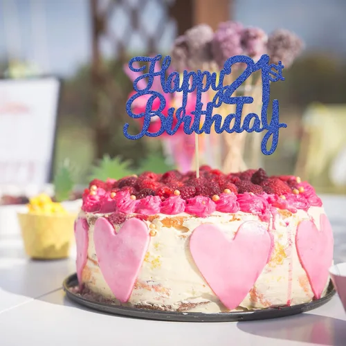 Miniatura 4 de Gyufise 1 decoración para pastel de cumpleaños número 10 con purpurina azul para tarta de 10 años de edad, decoraciones fabulosas para tartas