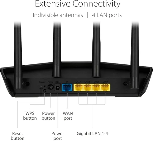 Miniatura 6 de ASUS RT-AX1800S Router extensible WiFi 6 de doble banda, seguridad de red sin suscripción, control parental, VPN incorporada, compatible con AiMesh