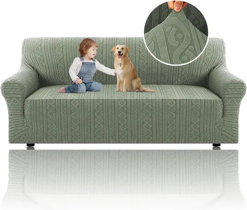 Miniatura 32 de H.Versailtex 2025 Fundas de sofá Jacquard para sofá de 3 cojines, 1 pieza de fundas elásticas para sofá, protector de muebles antideslizante, suave