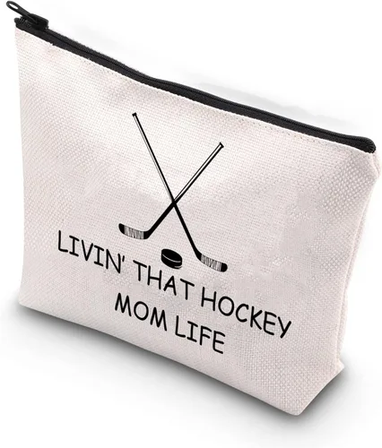 BDPWSS Bolsa de maquillaje de hockey, regalos para mamá, regalo de jugador de hockey sobre hielo, regalo para mamá, entrenador de hockey, regalo