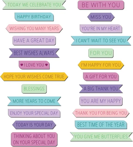 Miniatura 9 de INFUNLY 24 piezas de troqueles de corte de palabras de feliz cumpleaños palabras de metal troquelado de marco de diálogo troquelado para mejores