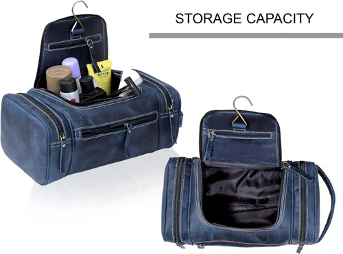 Miniatura 4 de VC VINTAGE COUTURE Neceser de cuero para hombre, extra grande, neceser de cuero para hombre, para viajes, kit de cuero real para hombre, bolsa