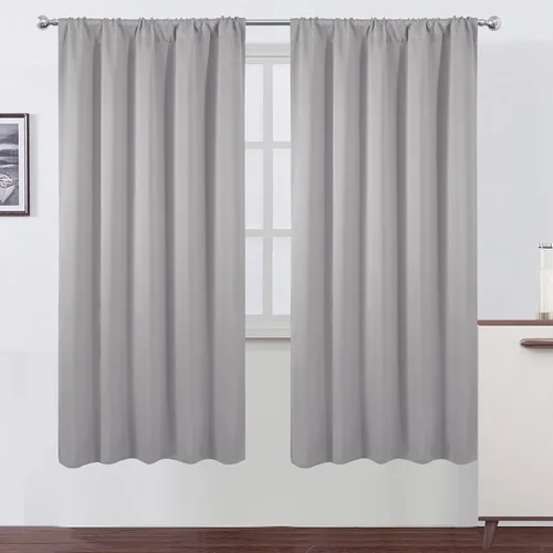 Miniatura 83 de LEMOMO Cortinas opacas negras para cocina, 42 x 45 pulgadas, juego de 2 paneles de cortinas opacas con bolsillo para cortinero para ventana pequeña