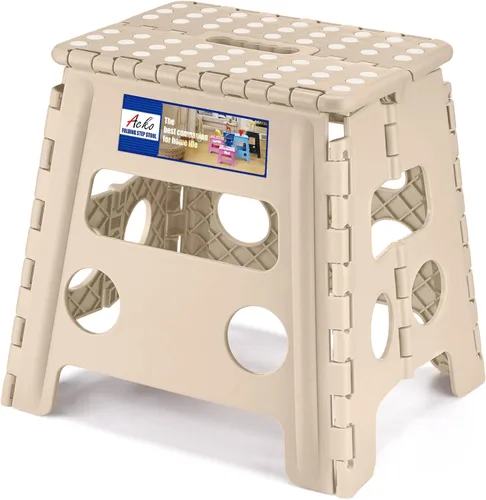 Miniatura 32 de ACKO Taburete plegable plegable de 16 pulgadas, 400 libras de capacidad, taburetes de plástico para adultos y niños, taburetes plegables para Blanco