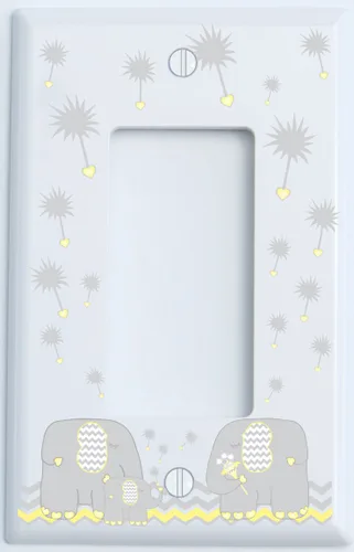 Miniatura 5 de Cubiertas de interruptor de luz de elefante de diente de león azul y gris de palanca individual/decoración de guardería