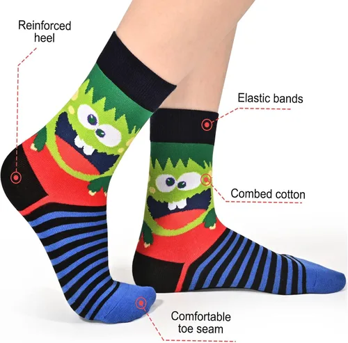 Miniatura 3 de Dsia Zamur Calcetines para niños y niñas, paquete de 4 a 6 unidades + caja de regalo, novedosos calcetines de pantorrilla coloridos para adolescentes