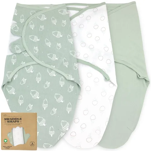 Miniatura 25 de Mantas para envolver para recién nacidos – Juego de 3 mantas para bebé de 0-3 meses – Saco de dormir ajustable – Envuelto suave de algodón orgánico